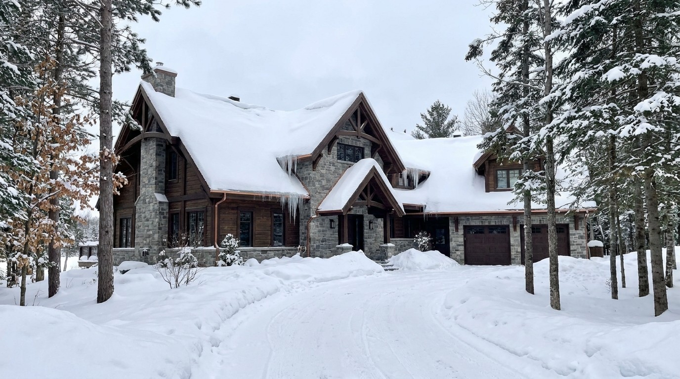 Toiture couverte de neige