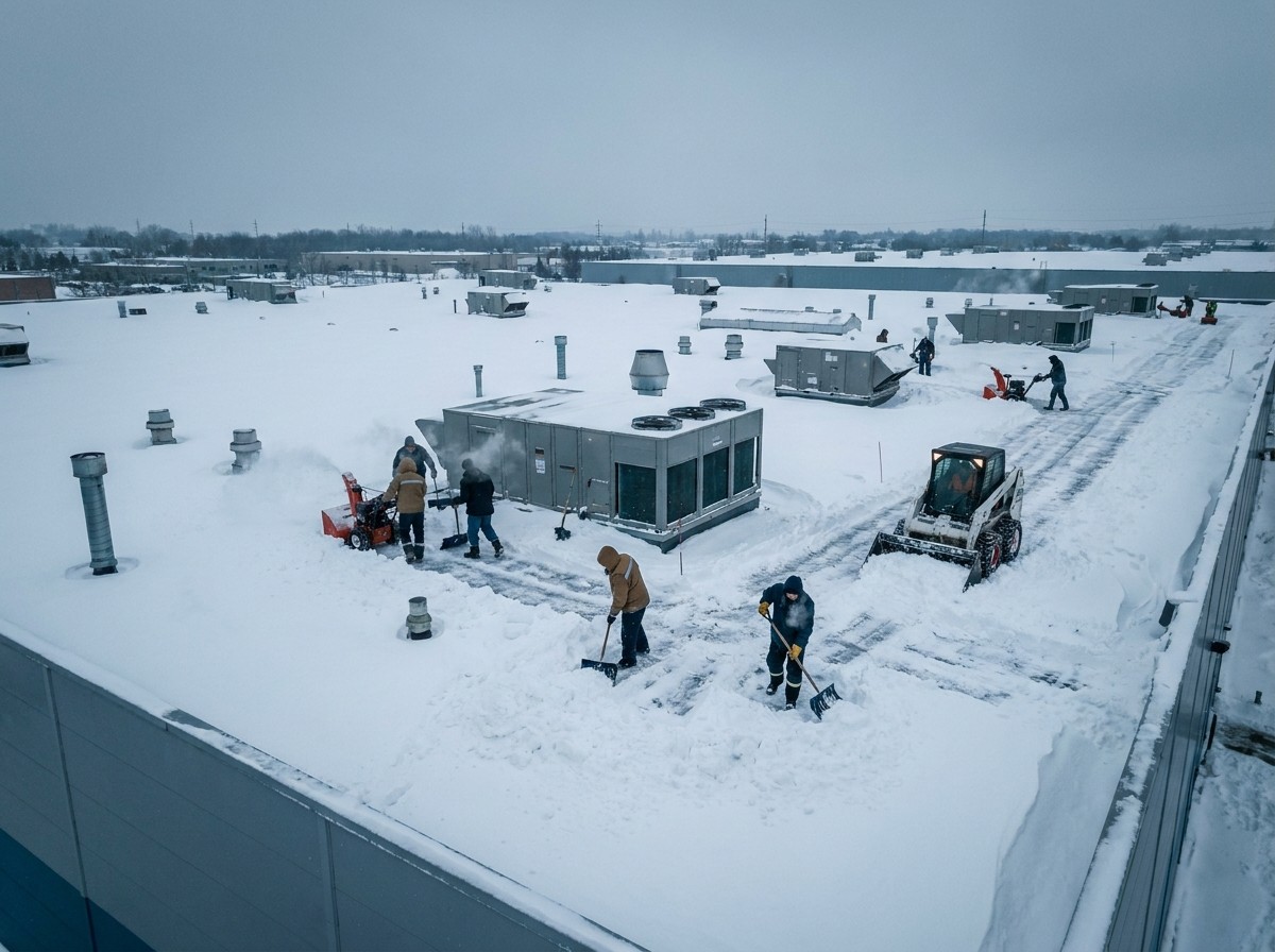Déneigement de toiture commerciale et industrielle