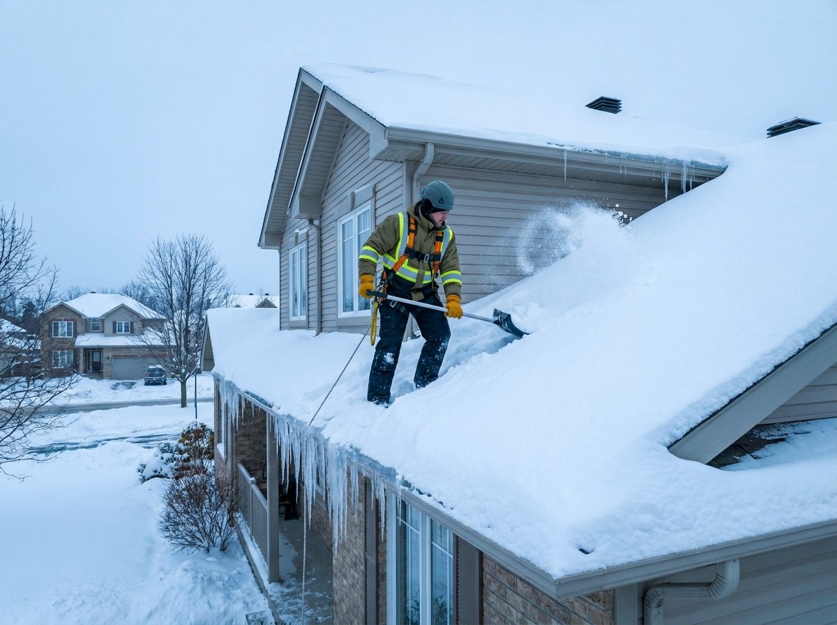 Déneigement de toiture résidentielle