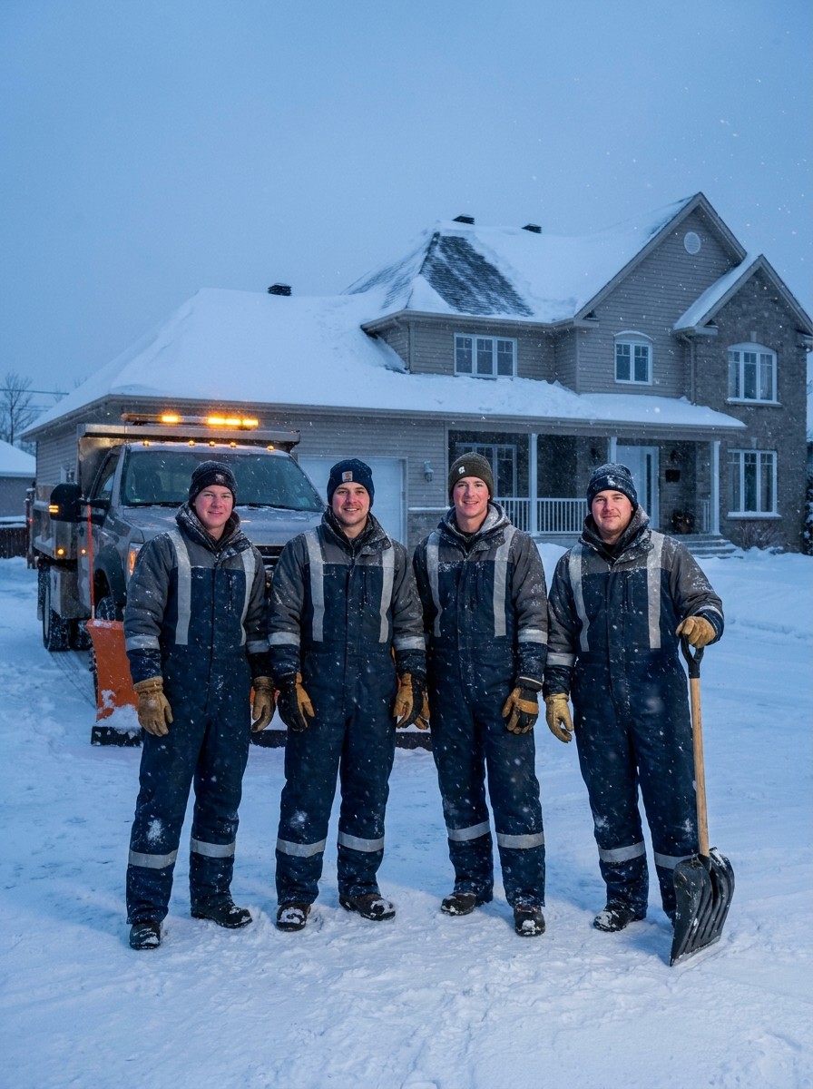 Équipe Bye Bye Neige après un déneigement